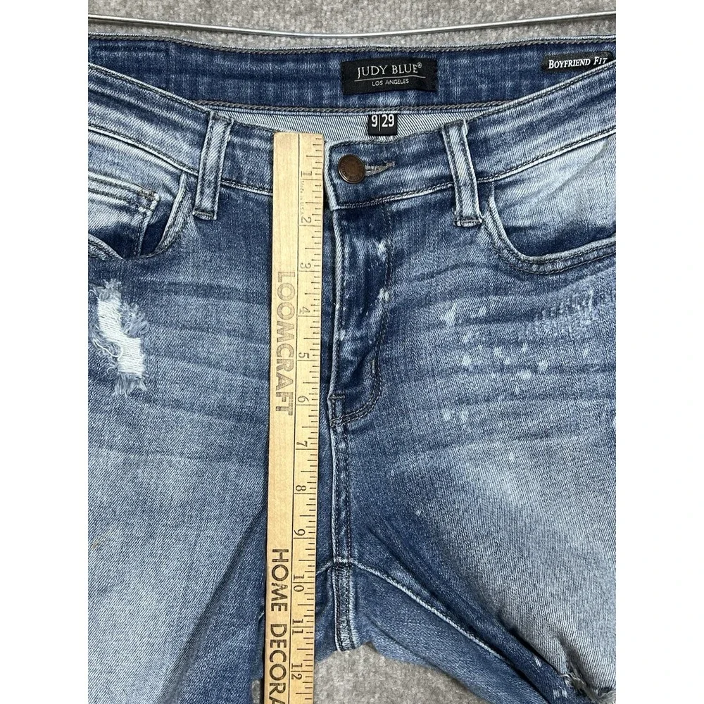 Judy Blue Boyfriend Fit Jeans Womens Juniors Sz 9/29 Blue Stretch Distressed